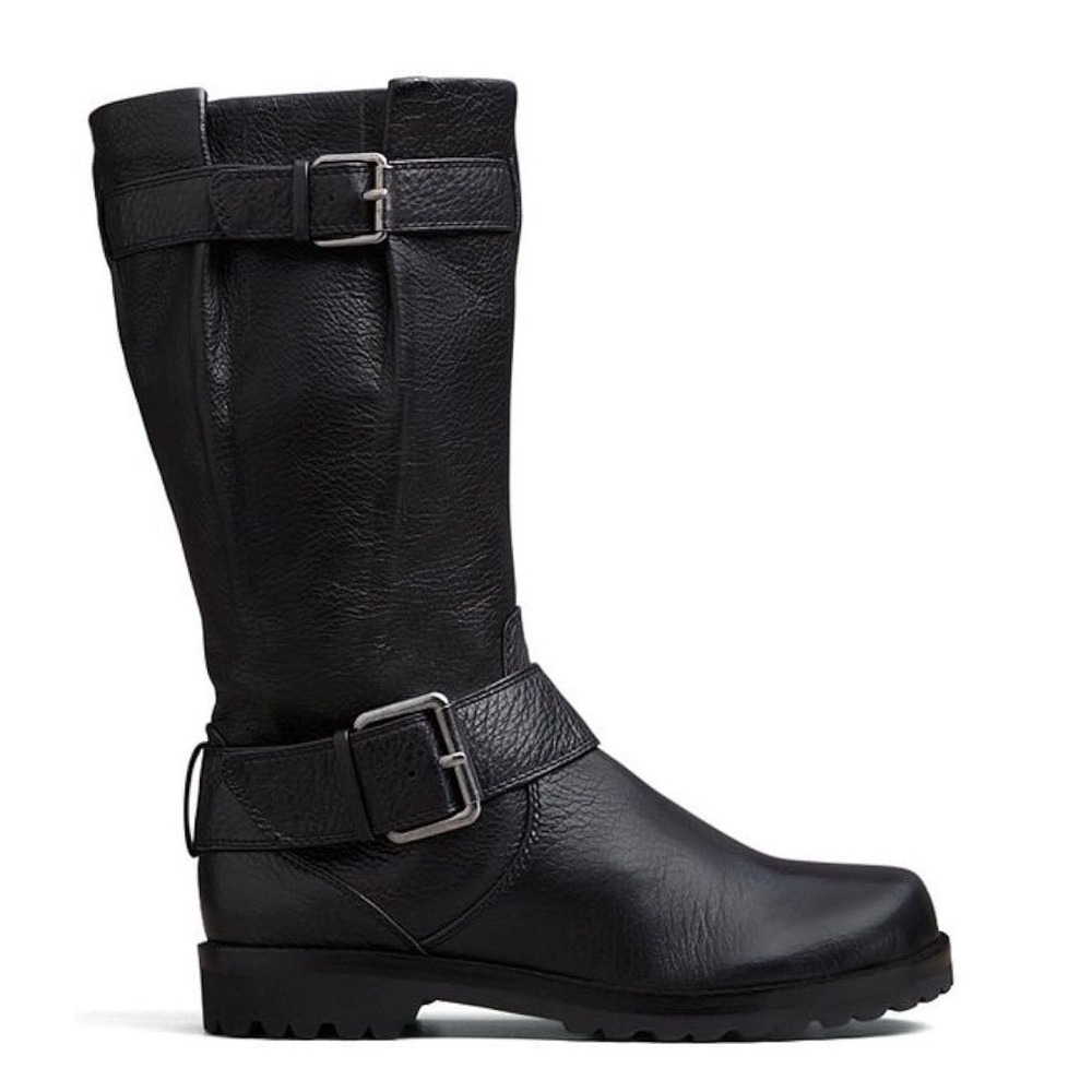 Gentle Souls Buckled Up Black Leather Moto Engineer Boots Womens 8.5 Knee High